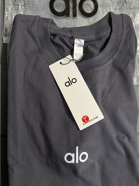 ALO Yoga Men's Short Sleeve Tee in Charcoal Gray